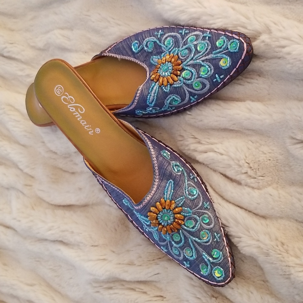 NEVER WORN MOROCCAN SLIDES
